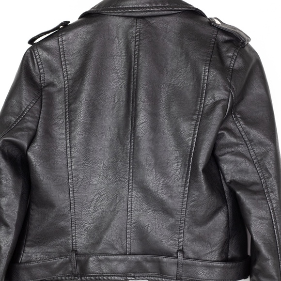 Flamant Rose Collection Women’s Black Vegan Faux Leather Moto Jacket Size 2 - Picture 8 of 8